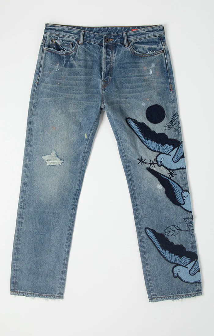 Bldg4 Flock Jeans with Bird Embroidery - Image 3