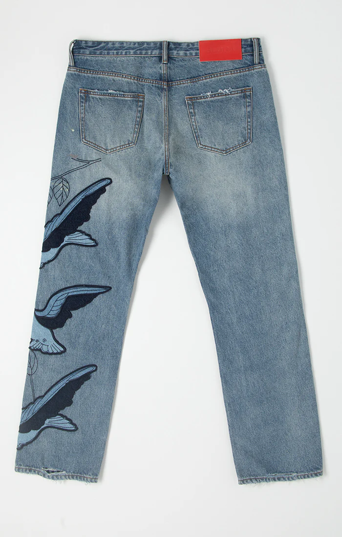 Bldg4 Flock Jeans with Bird Embroidery - Image 4