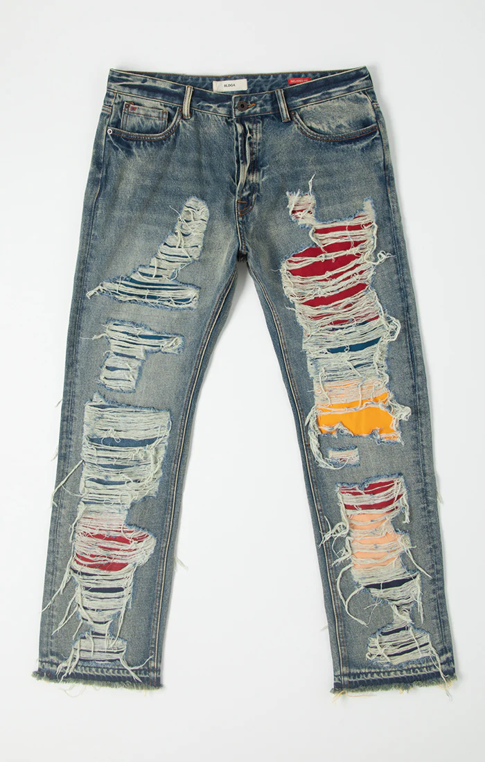 Bldg4 Shredder Distressed Patched Jeans - Image 3