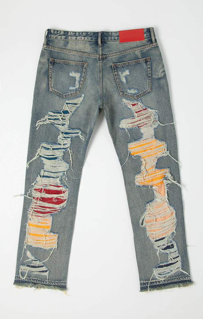 Bldg4 Shredder Distressed Patched Jeans - Image 4
