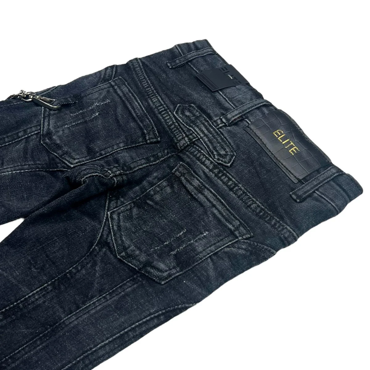 Elite Premium -Line Zipper Kids Jeans - Dark Wash - Image 5